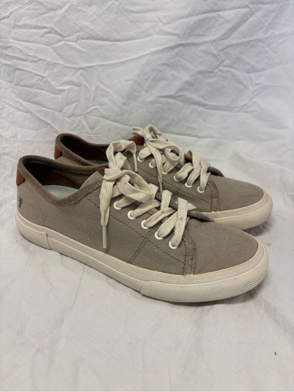 Frye Beige Canvas Low-Top Sneakers | Size 7.5